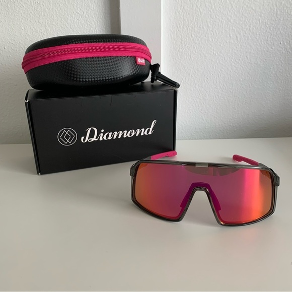 Diamond Eyewear Other - Diamond Eyewear Pink Gray Sporty Sunglasses Baseball Outdoor Fishing In Box Case